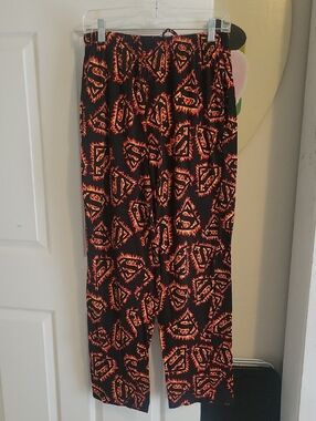 DC Comics Med Superman sleep pants with Orange Flame Shield Print S side pocket